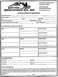 Click here for a printable application form for your Business Charge Account